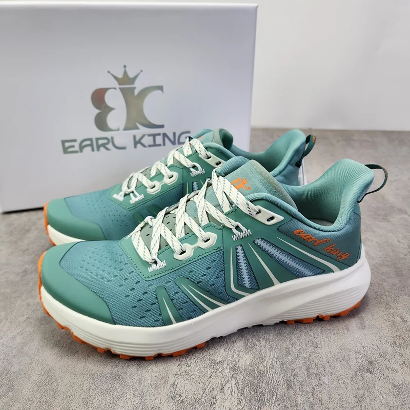 Mens Breathable Rebound Thick Sole Running Shoes Anti-slip Cushioning Outdoor Cross-country Running Shoes Couple Casual Sneaker