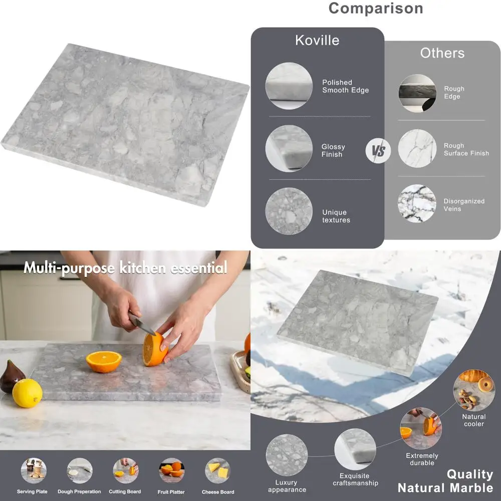 

Прямоугольная разделочная доска из натурального мрамора 16x12 для кухни и кондитерских изделий, сервировочная доска для сыра