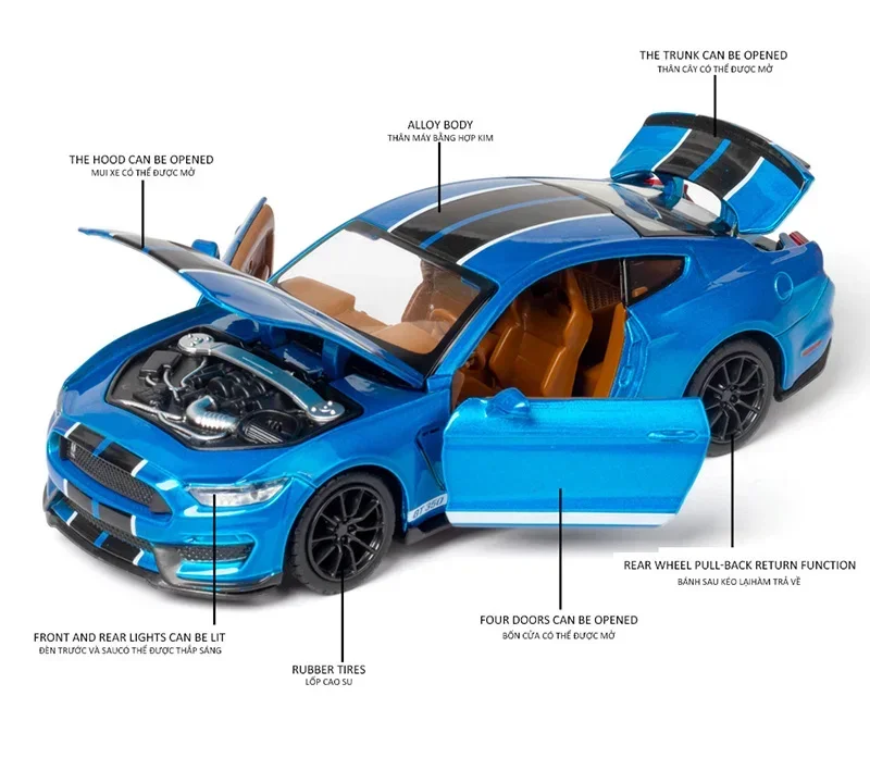 1:32 フォード マスタング シェルビー GT350 合金スーパーカーモデルおもちゃの車高シミュレーションプルバックおもちゃ車両ギフト A191 ファッション装飾品 A