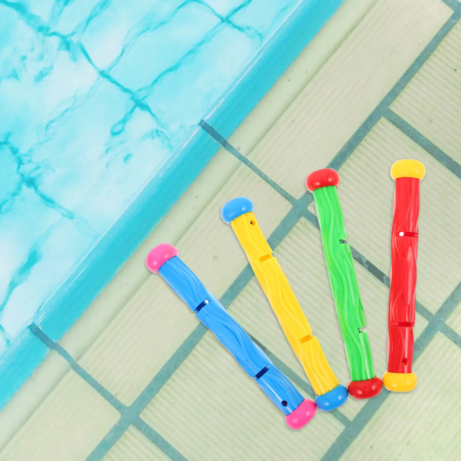 4Pcs Kids Pool Diving Sticks Swimming Training Sinking Throwing Sticks Summer Water Fun Games Multicolor Diving Pool Toys