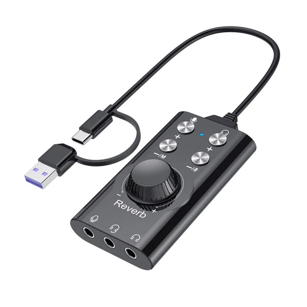 

Портативная внешняя звуковая карта USB ABS, регулируемая громкость, аудиоадаптер, разъем 3,5 мм, компьютерный преобразователь голоса без драйверов