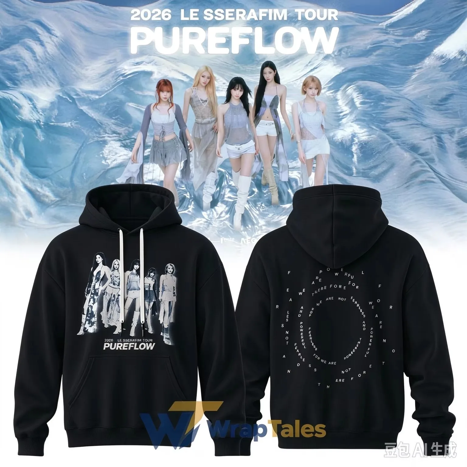 2026 Aesthetic Water Art Graphic Hoodie Portrait & Circle Letter Print Pullover For Men Women