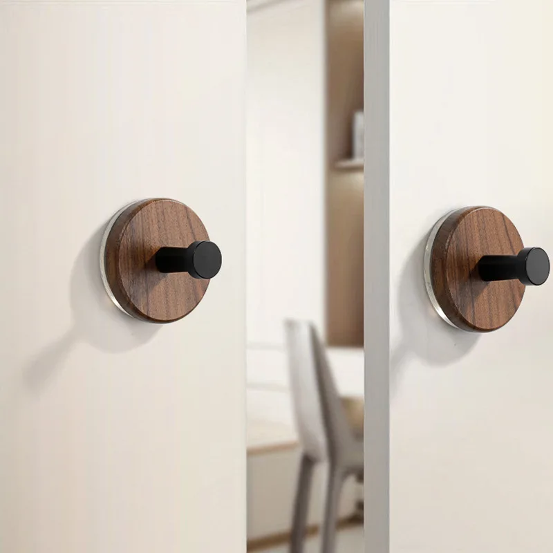 AOBT Modern Minimalist Suction Cup Door Handle Solid Wood Wardrobe Door Pull for Window Glass Sliding Door And Cabinet