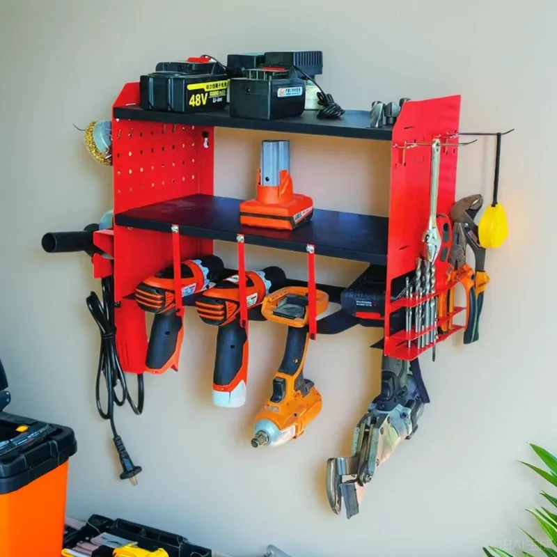Power tools multi-function shelf wall-mounted lithium drill hardware tool rack metal wall bracket