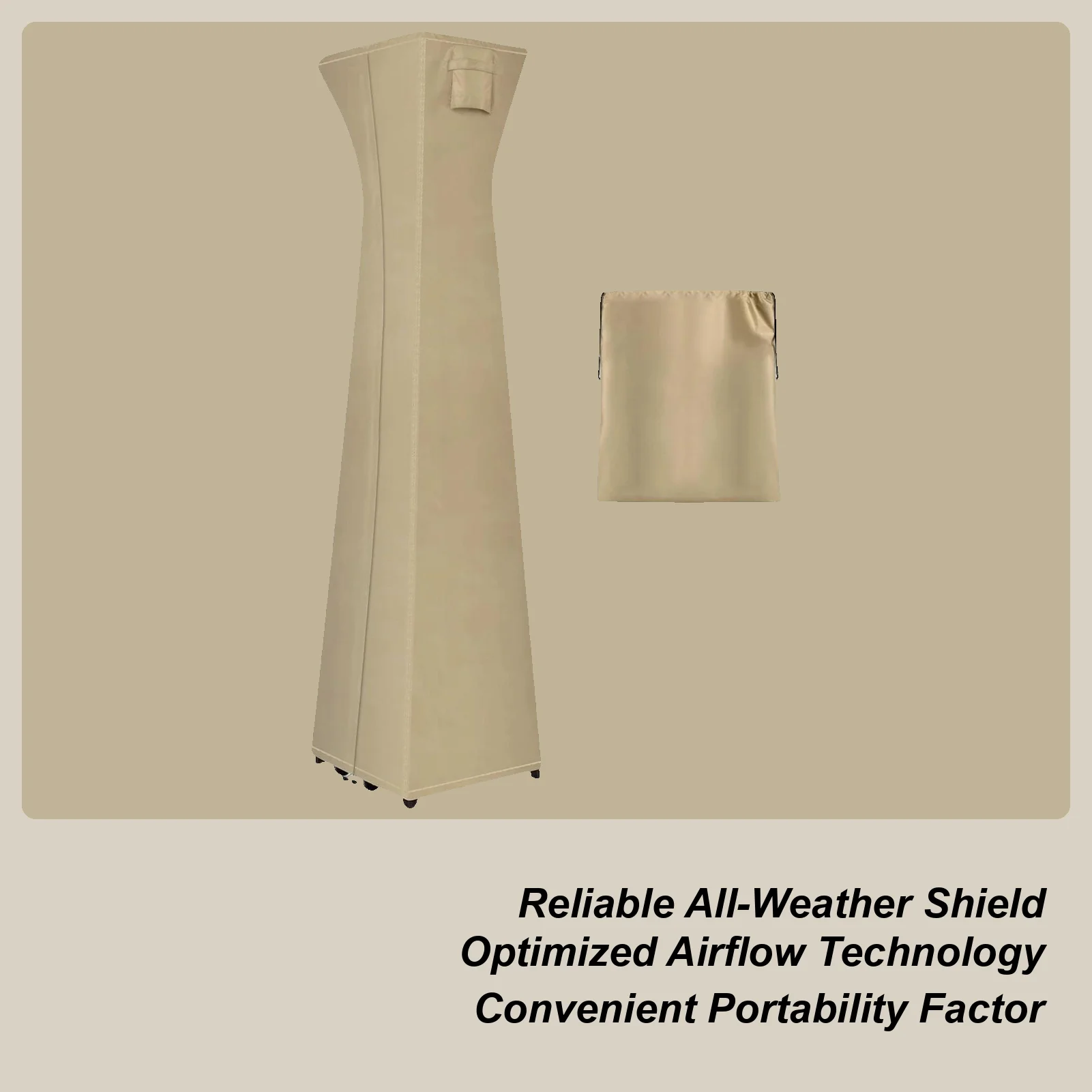 

Pyramid Patio Heater Cover 420D Heavy Duty Waterproof Windproof Protector Standing Pyramid Heater Cover for Lawn Deck Tan Garden