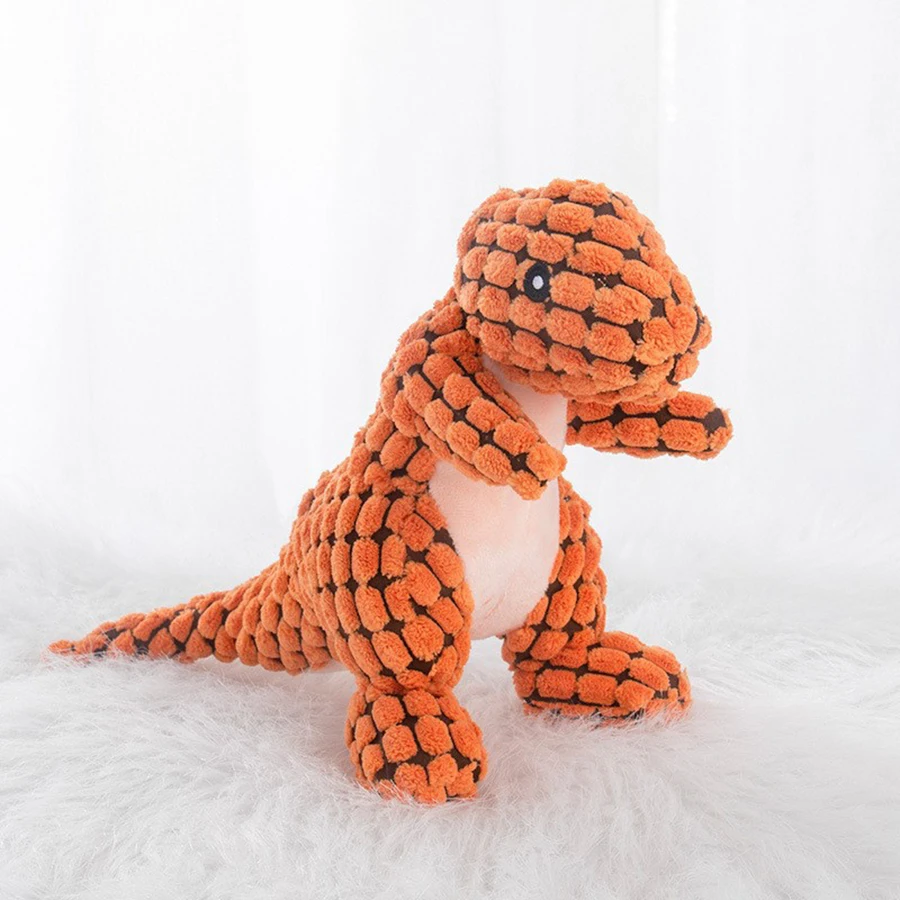 Fun Pet Toy Dinosaur Shape Corduroy Chew Toy Dogs Puppy Squeaker Squeaky Plush Molar Dog Toy Pet Training Dog Accessories