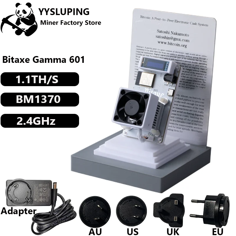 

Bitaxe Gamma 601 BM1370 Биткойн-майнер с хешрейтом и открытым исходным кодом 1,2TH/с и 2,4G WiFi Машина для майнинга Solo BTC мощностью 18 Вт с блоком питания