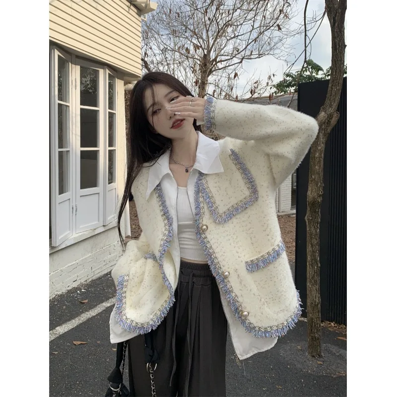 Women Jacket French Soft Sticky Knitted Cardigan Female Classy Jacket Autumn and Winter Casual Chic Pretty Jacket for Women