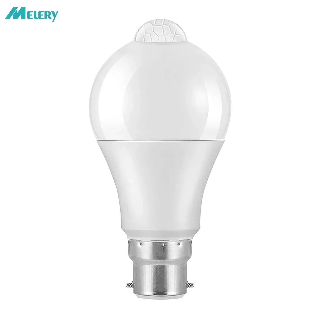 Melery LED Smart Motion Light Sensor Bulbs B22 PIR Cool White 6000K Auto On/Off  Night Lamp Stairs Garage Corridor Walkway Yard