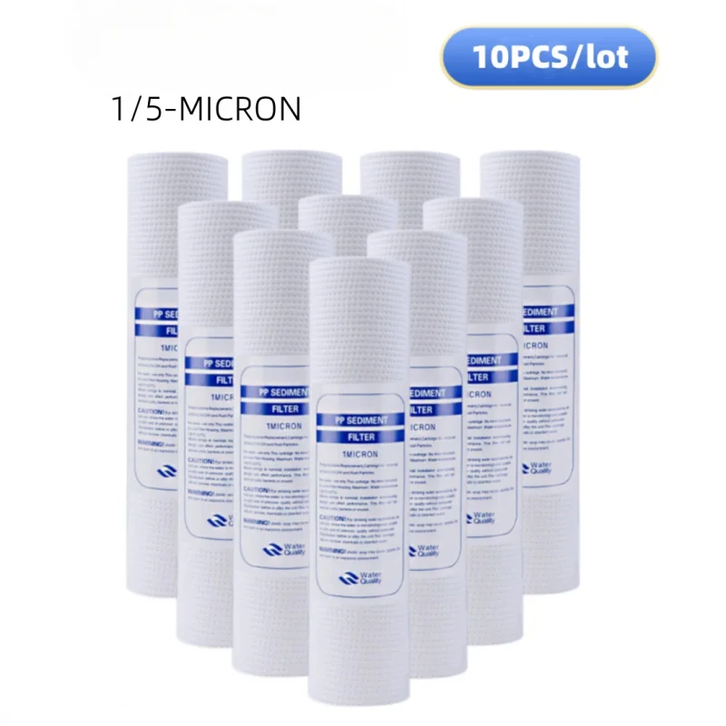 10pcs 10 INCH 1&5 Micron 120g/tablet PPF/Sediment Water Purifier Front Filter Cartridge Replacement  Reverse Osmosis