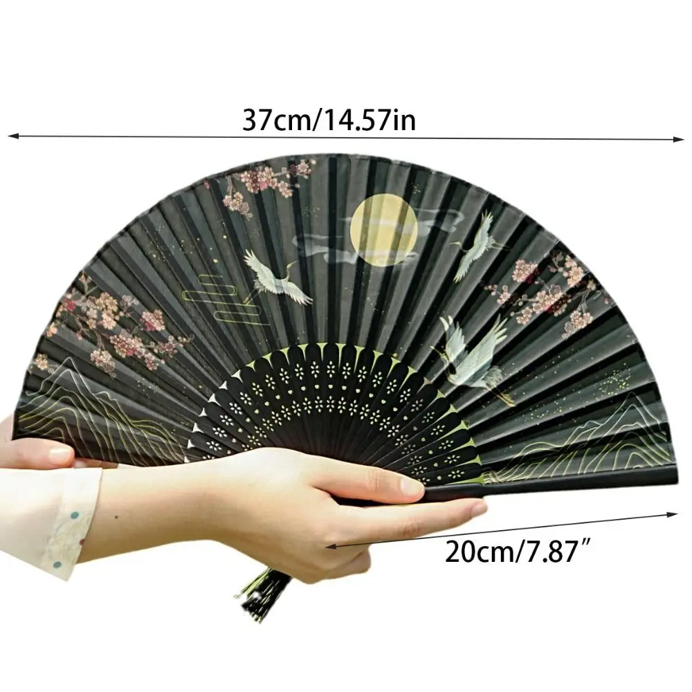 Bamboo Handle Folding Fan Hanfu Accessories No Deformation Handheld Props Fan Ancient Style Silk Fabric Prom Decor