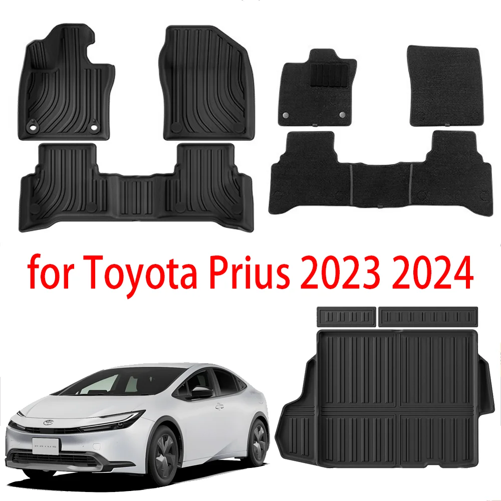 

for Toyota Prius 2023 2024 Car Floor Mats Trunk Pad TPE 3D Auto Protect Waterproof Accessories Black