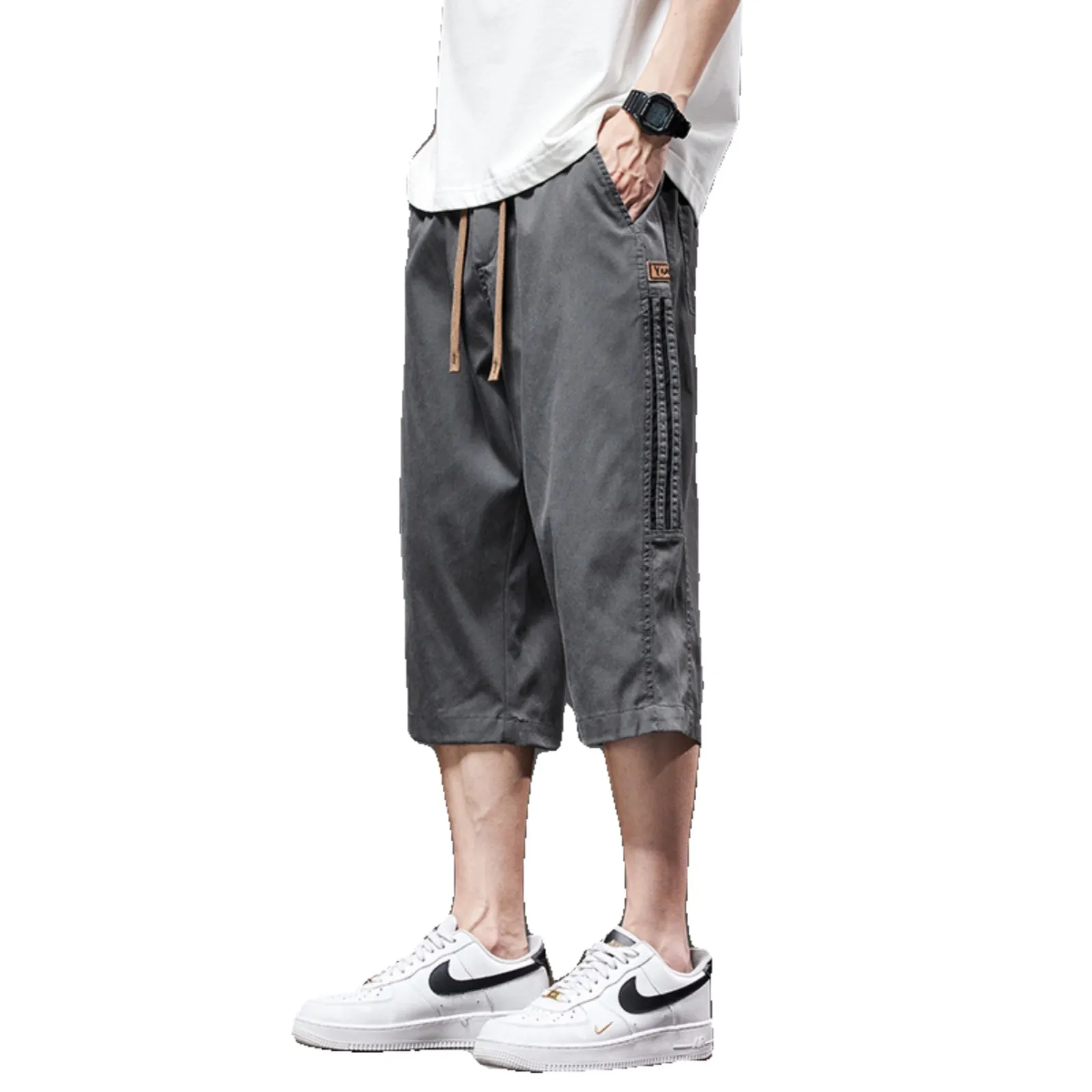 

Повседневная мужская одежда из ледяного шелка, летняя тонкая новая рабочая одежда, брюки на семь футов, дышащие прямые брюки, молодежная мода