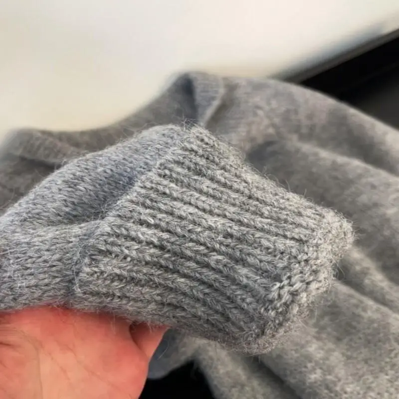 حجم كبير فتاة تريكو كسول نمط البقرة القرن مشبك رمادي التلبيب سترة للنساء في أوائل الربيع راجلان الأكمام المرأة سترة