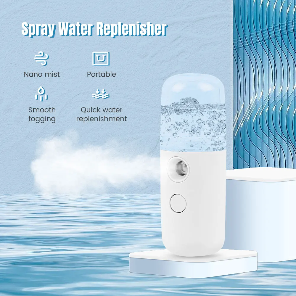 2/1pcs USB Rechargeable Nano Mist Facial Sprayer 30ml Mini Face Steamer Humidifier Nebulizer Portable Moisturizing Beauty Tools