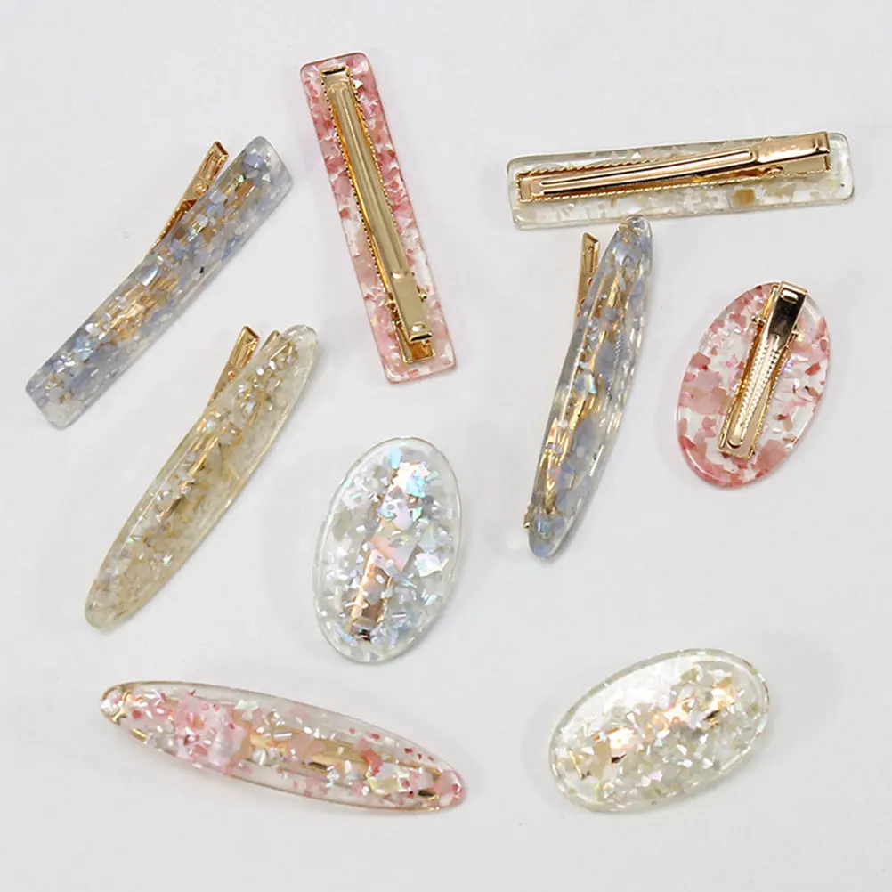 

9Pcs Flower Hairpin Candy Color Barrette Oval Clips Bobby Pins Bang Accessories Women Daily Stylish Hairnaments