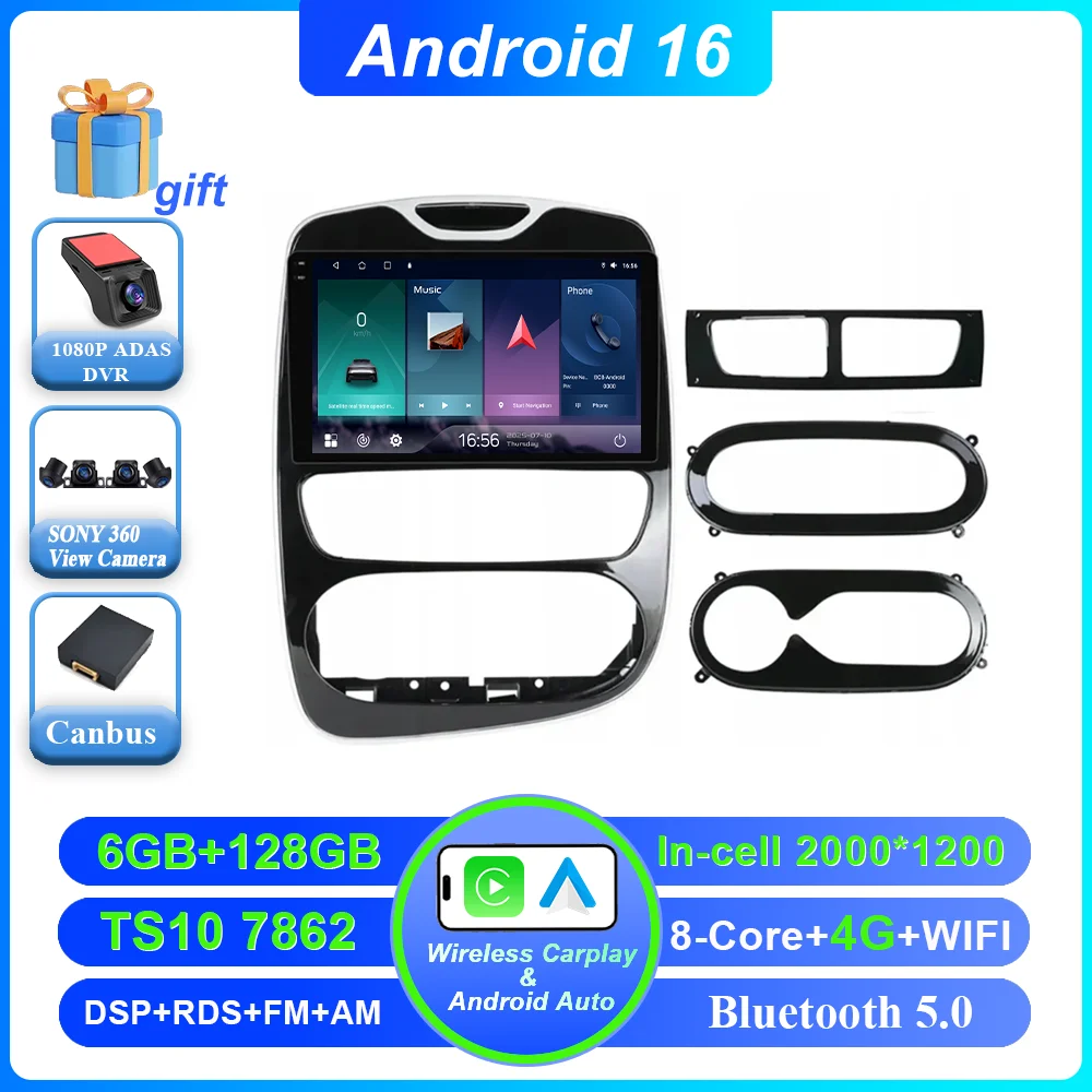 Android 16 Carplay Auto Voor Renault Clio 3 4 2012 2013 2015-2018 Auto Multimedia Speler Video Radio Stereo GPS navigatie 4G BT