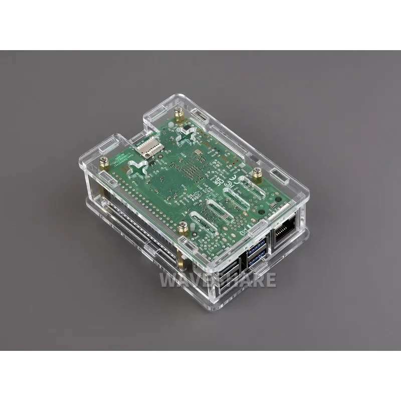 Boîtier en acrylique transparent pour Raspberry Pi 5, prend en charge l'installation d'un refroidisseur actif officiel