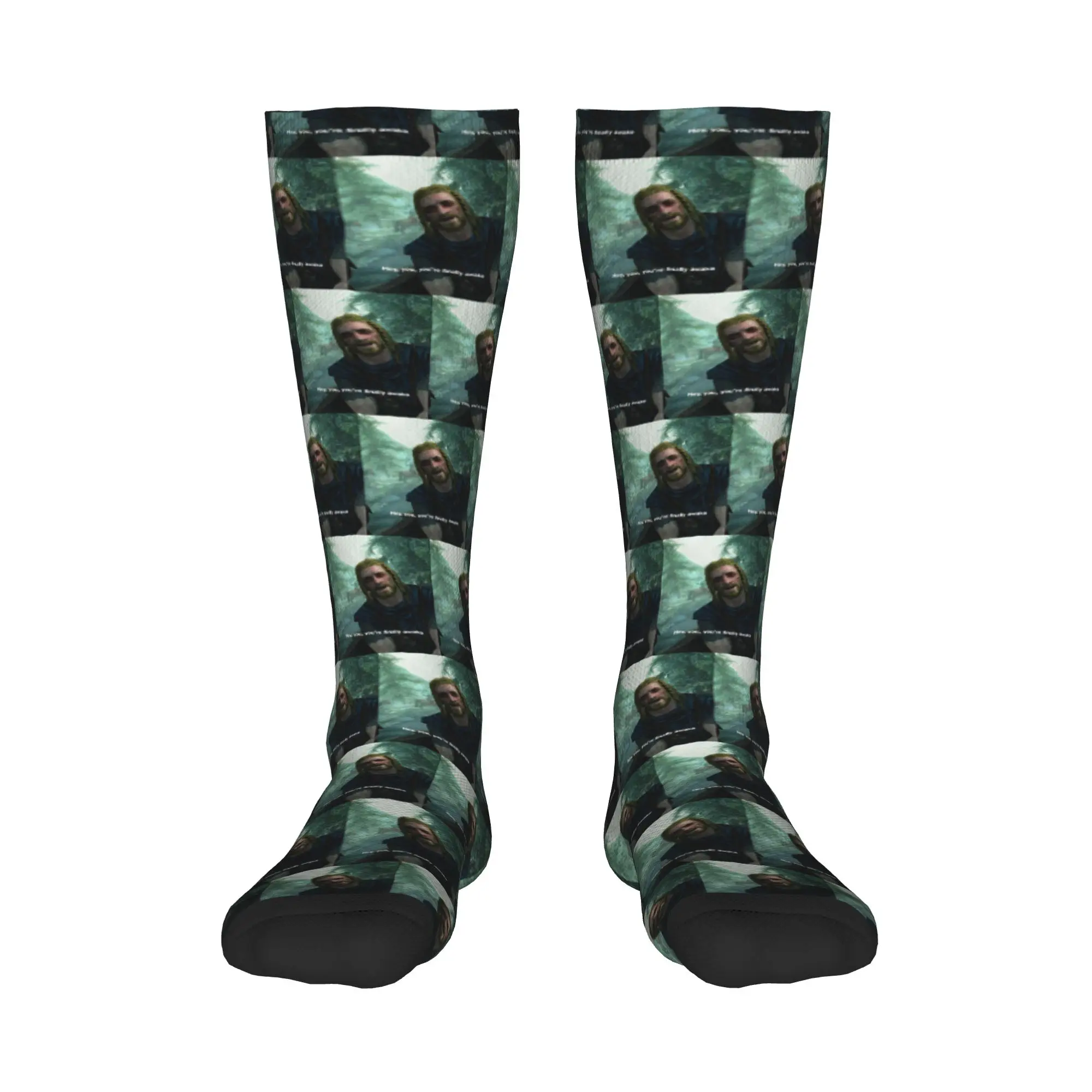 Всесезонные чулки для экипажа, носки с надписью «Эй, ты у вас исправить», Skyrim Meme, длинные носки в стиле Харадзюку, аксессуары для мужчин и женщин