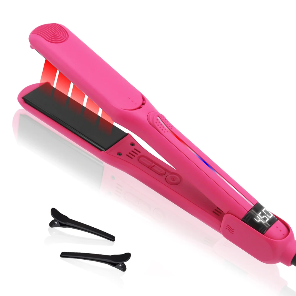 

Professional Infrared Hair Straightener 230℃ Ceramic Coated Floating Plate Flat Irons 2 In 1 Straight and Curl Hair Styling Tool