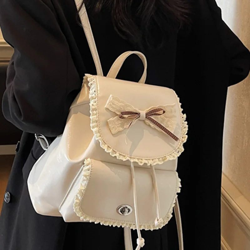 

Эстетическая балетная сумка, 2024, маленькая шикарная сумка-ведро на шнурке, рюкзак для школьницы, милая сумка на плечо с бантом Y2K