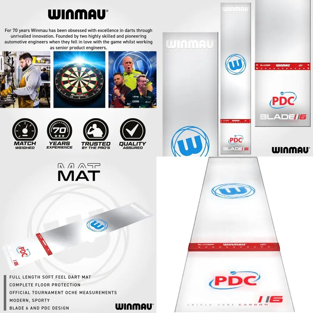 

Dart Mat and Throw Line Combo for Soft and Steel Tip Darts in Outshot & Clearzone Designs
