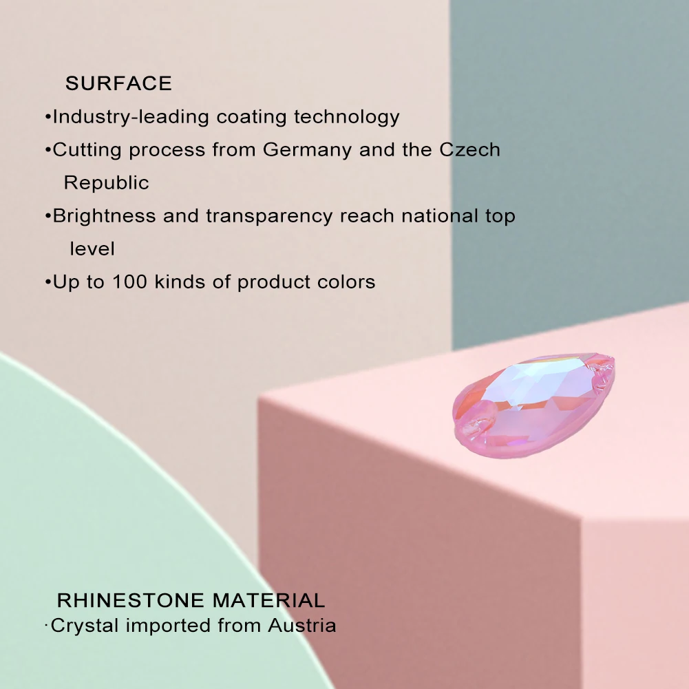 YHB Mocha Fluorescence Drop Glass Crystal AB MI Sewing Stones Flatback Sew on Rhinestones For Garment Clothes Bags