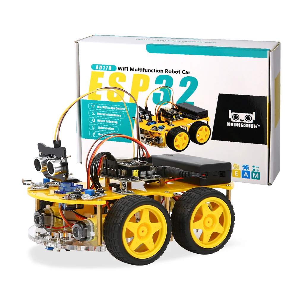 KUONGSHUN WiFi Multifunction 4WD Smart Robot Car Kit ESP32 for Arduino