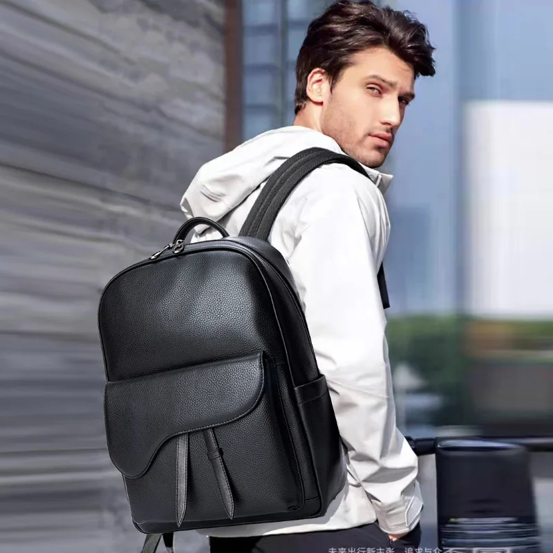 Genuine Leathe Men\'s Backpack New Design Travel Backpack Casual School Backpacks Business For Laptop Bag Pack Large