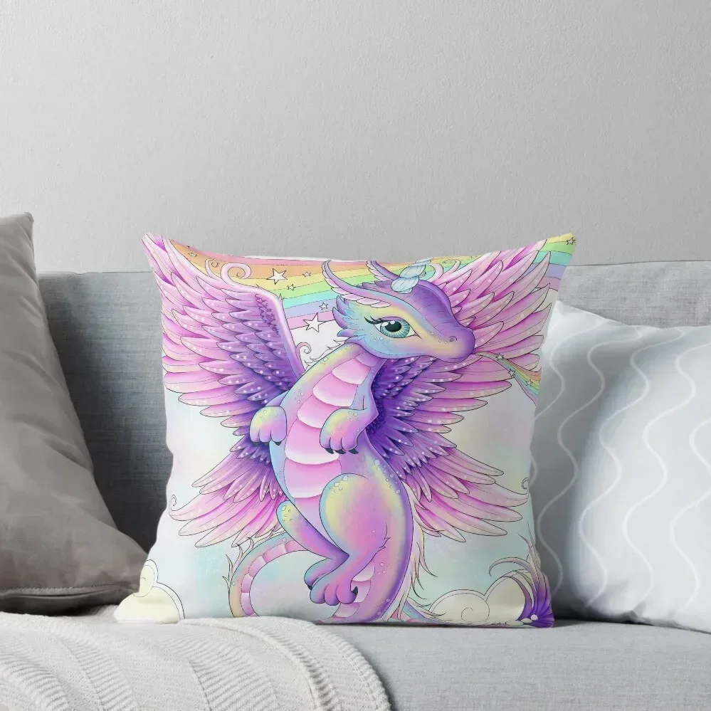 

Rainbow Breathing UniDragon (Unicorn and Dragon Hybrid) Throw Pillow pillow pillowcase autumn decoration pillow