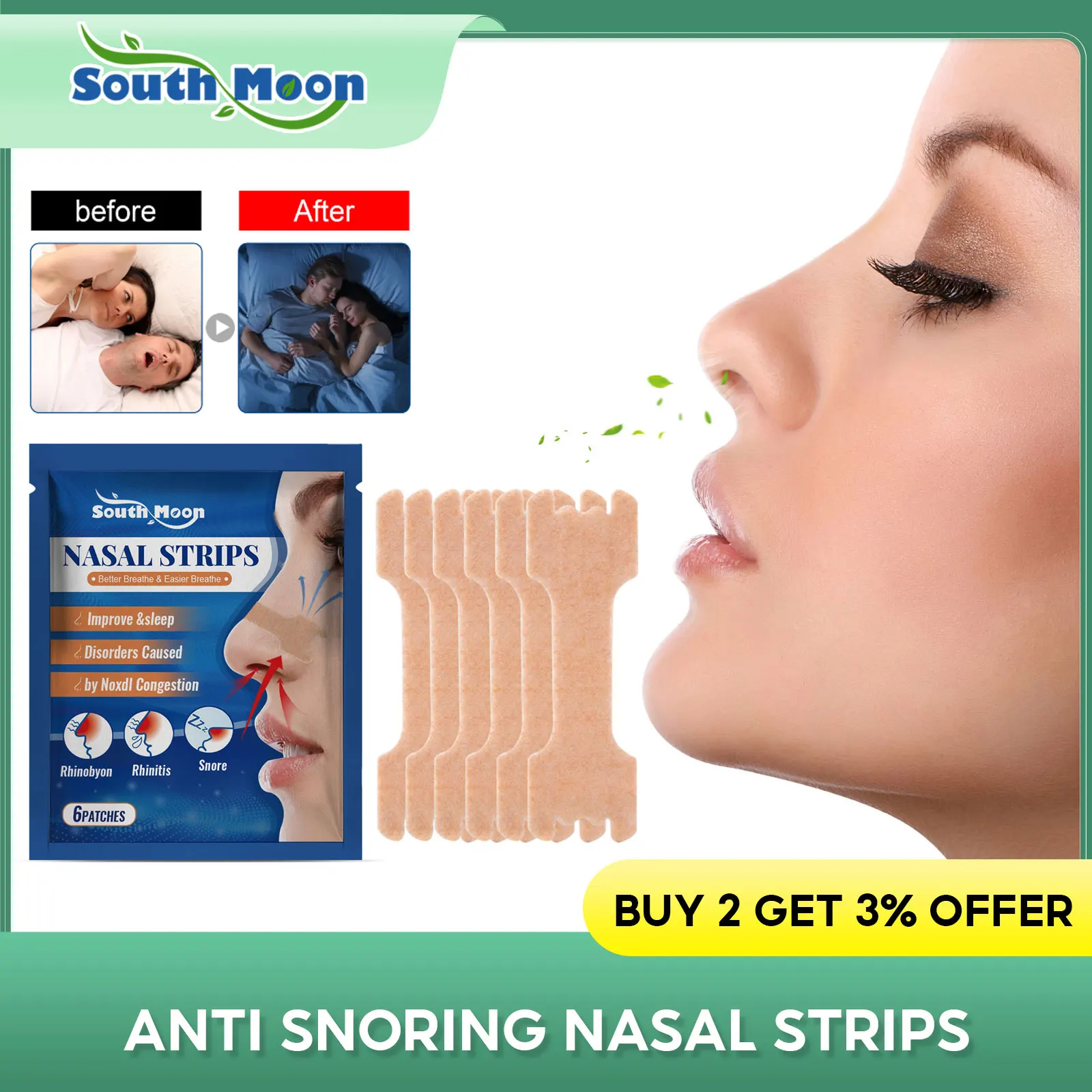 

Anti Snoring Nasal Strips Easier Breathe Right Aid Stop Snoring Good Sleep Relieve Nasal Congestion Ventilation For Adults Kids