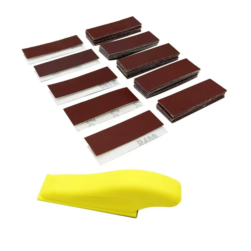 Wet Dry Hook Loop Sandpaper Strips Mini Sand Block Kit Multi Grit Abrasive Sheets for Woodworking DIY Polishing