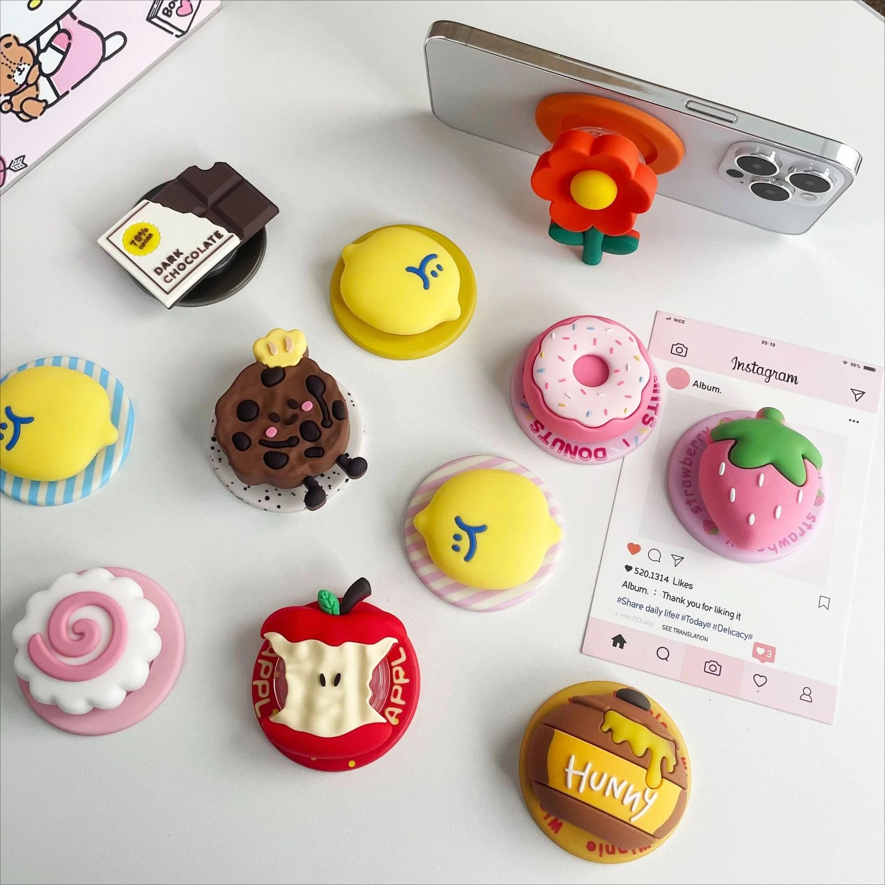 

Милый 3D-магнитный держатель для телефона в виде еды, растягивающаяся забавная подставка-держатель, универсальный аксессуар для чехла телефона, крепление на палец