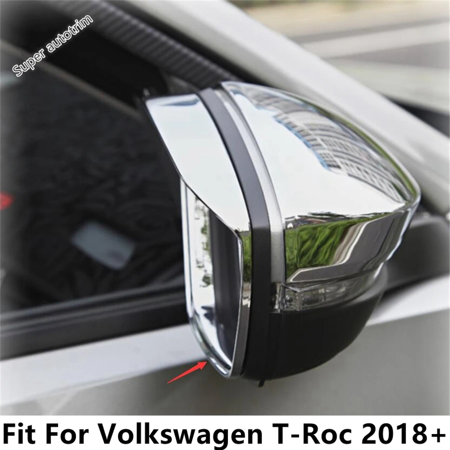 

Rearview Mirror Rain Eyebrow Shade Rainproof Cover Trim ABS Chrome Accessories Exterior For Volkswagen T-Roc T Roc 2018 - 2024