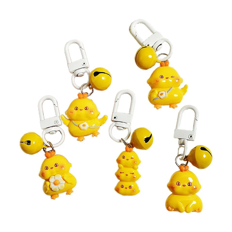 Cute Little Yellow Chick Keychain Cartoon Animal Doll Pendant Keyring Backpack Charms Bag Fashion Decoration Couple Besties Gift