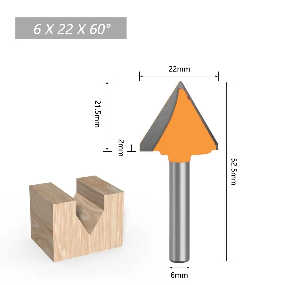 1 Pc 6mm V Groove Router Bits CNC Engraving Milling Cutter 60-150 Degree Woodworking Carving Knife Tungsten Carbide Cutting Tool