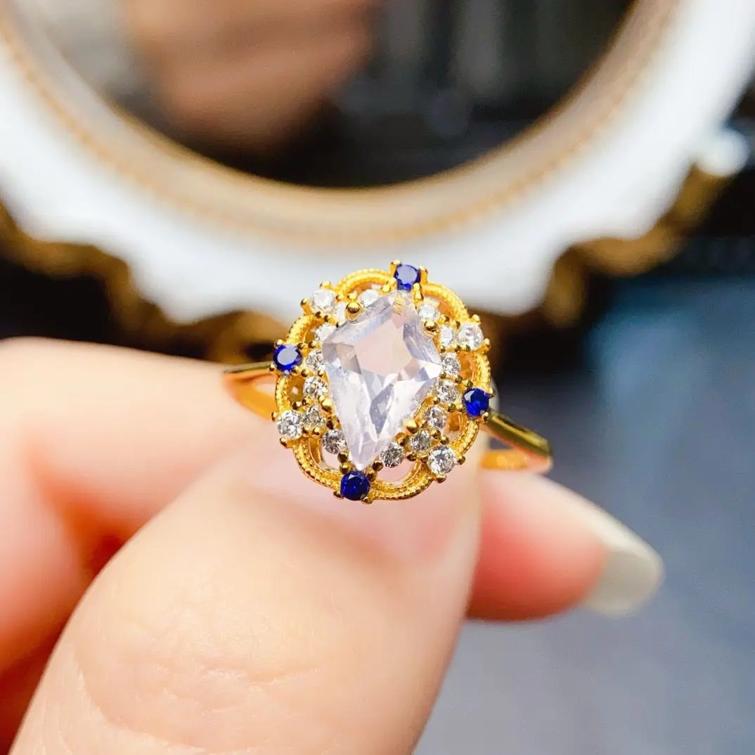 

ZECAA S925 Fine Jewelry Woman Lavender Amethyst Ring With Natural Lavender Amethyst Stone 8*10mm Silver Ring Best Woman Gift