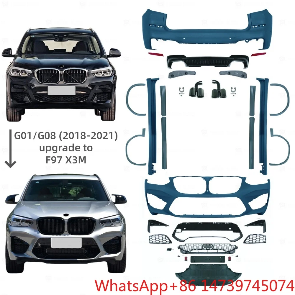 Facelift Mod Accessories X3 G01 G08 2017-2021 Bumper Lip Grille Exhaust Pipe Upgrade To X3M StyleFull Car Body Kit Car Parts