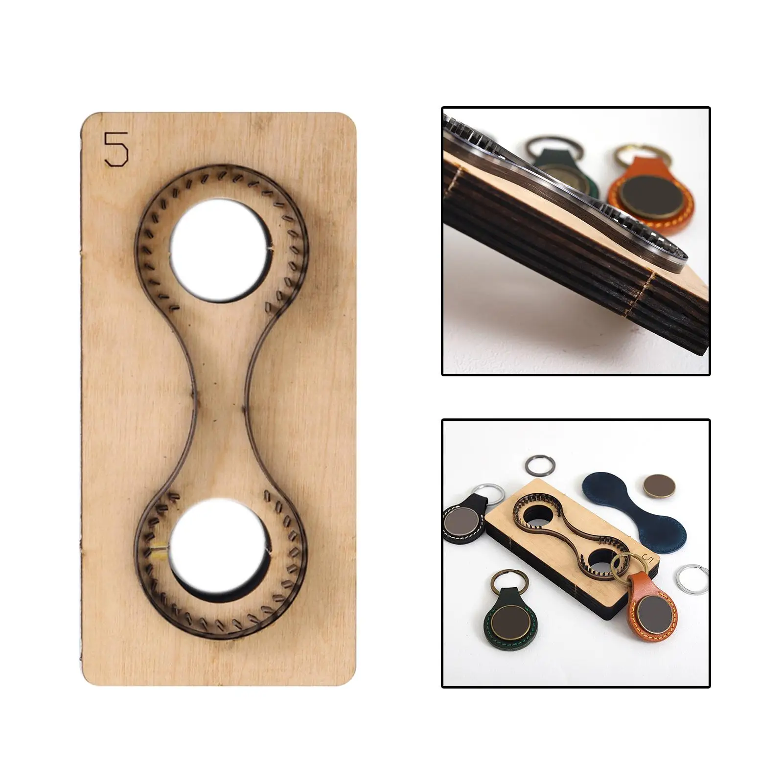 Metal Cutting Dies Key Chain 1 Piece Tool Set Reusable DIY Craft Template Wooden Cutter for Keychain PU Leather Leathercraft