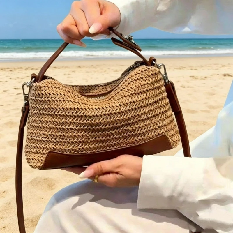 new-stylish-small-sized-woven-handbag-a-lightweight-and-versatile-casual-crossbody-bag-suitable-for-women's-daily-commutes