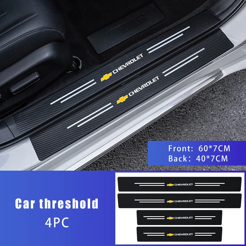 Carbon Fiber Car Door Sill Threshold Stickers Fit For Chevrolet Chevy Trax 2013-2019 Trunk Bumper Guard Pedal Strips Accessories