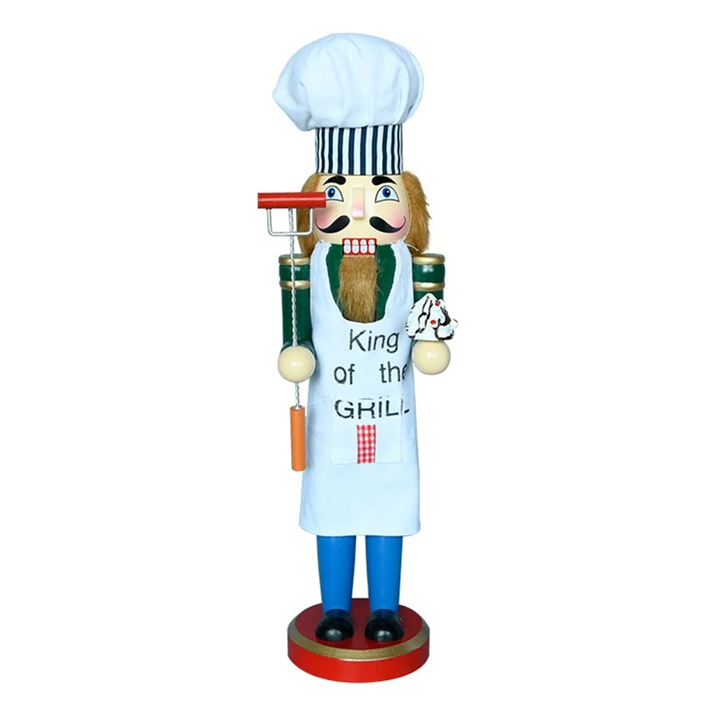 

1 Piece Christmas Wood Chef Nutcracker Ornament Christmas Wood Nutcracker For Xmas Festival Party Kitchen Decor Present