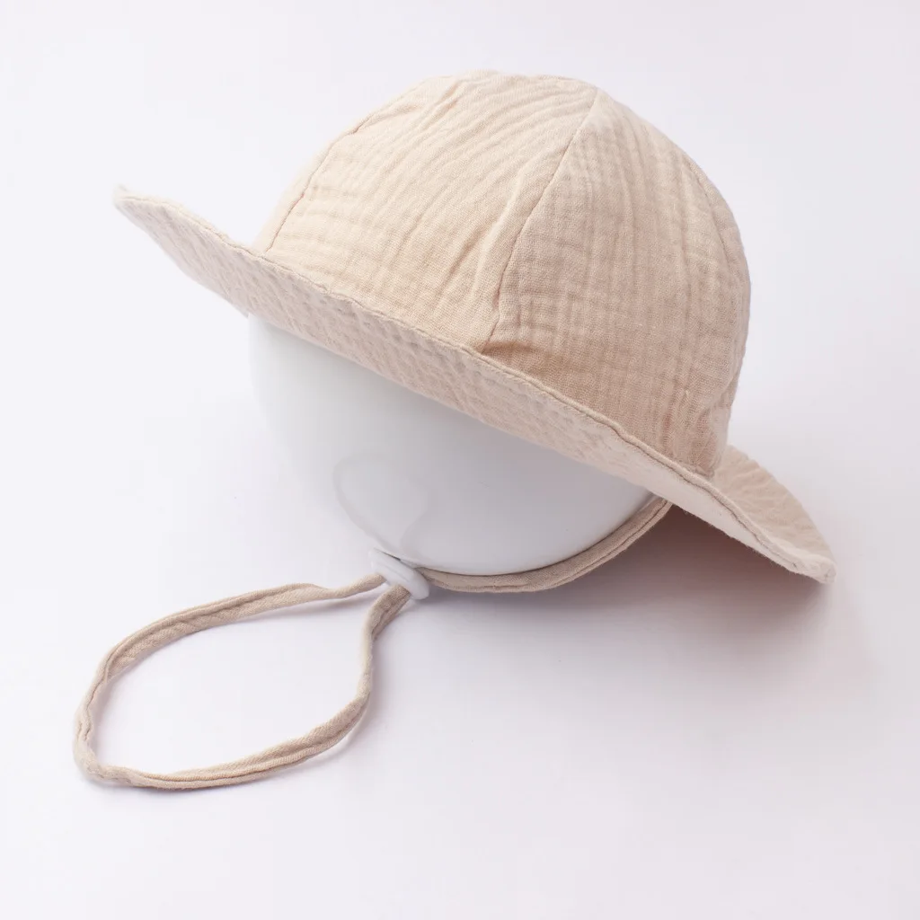 INS Baby Pure Cotton Basin Hat Sun-Protective Breathable Baby Fisherman Hat Solid Color Children's Sun Hat