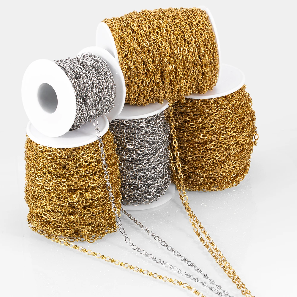 Металлическая цепочка, радиальная цепь из нержавеющей стали, 1 м, 2 м, для изготовления ювелирных изделий «сделай сам», ожерелья, браслета