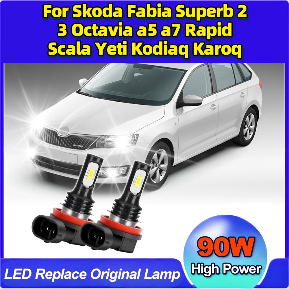 

LED Canbus Fog Bulbs Car Fog Ligjt 20000LM Plug And Play For Skoda Fabia Superb 2 3 Octavia a5 a7 Rapid Scala Yeti Kodiaq Karoq