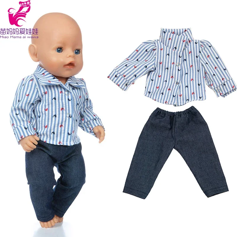 18-inch Doll Lattice Suit Suitable for 43cm Baby Doll Suit, Baby Boy Birthday Gift Toy