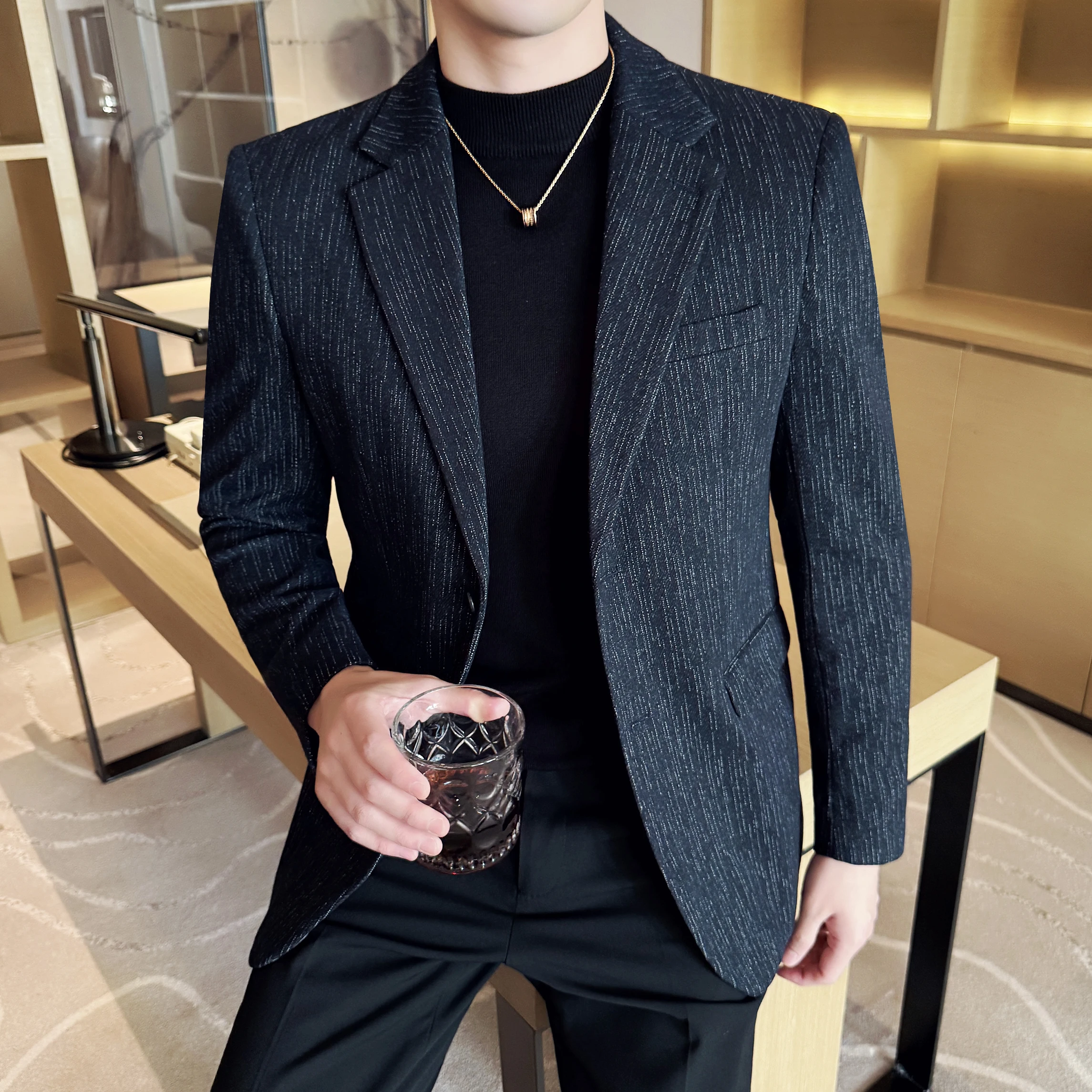 النمط البريطاني بدلة عمل سترة للرجال موضة سليم صالح عادية السترة Masculino مأدبة اجتماعية فستان الزفاف معاطف 5XL