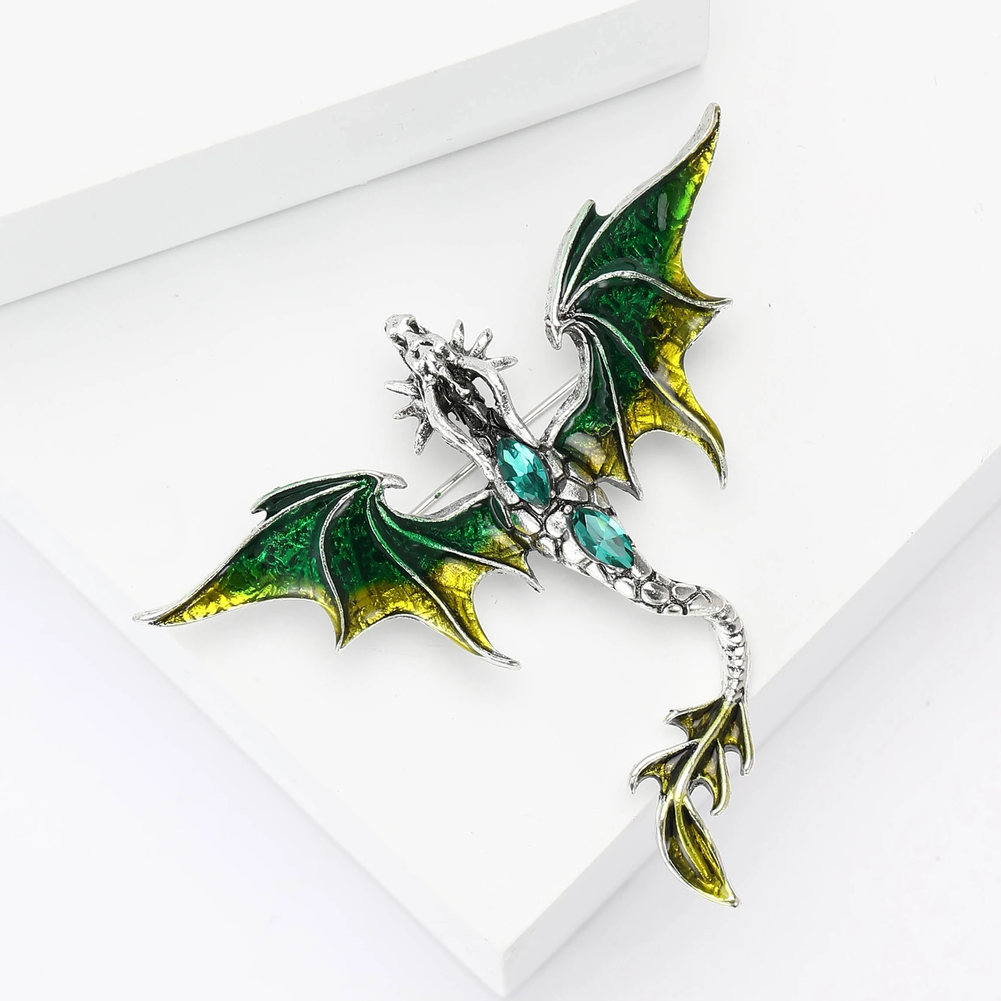 Trendy Enamel Flying Dragon Brooches for Women Unisex Animal Pins 4-color Available Office Party Accessories Gifts