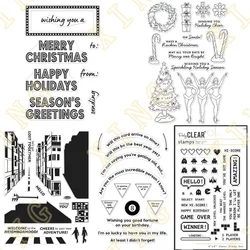 Merry Christmas Holiday Marquee Messages Metal Cutting Dies Clear Stamps Scrapbook Diary Decoration Embossing Stencil Template
