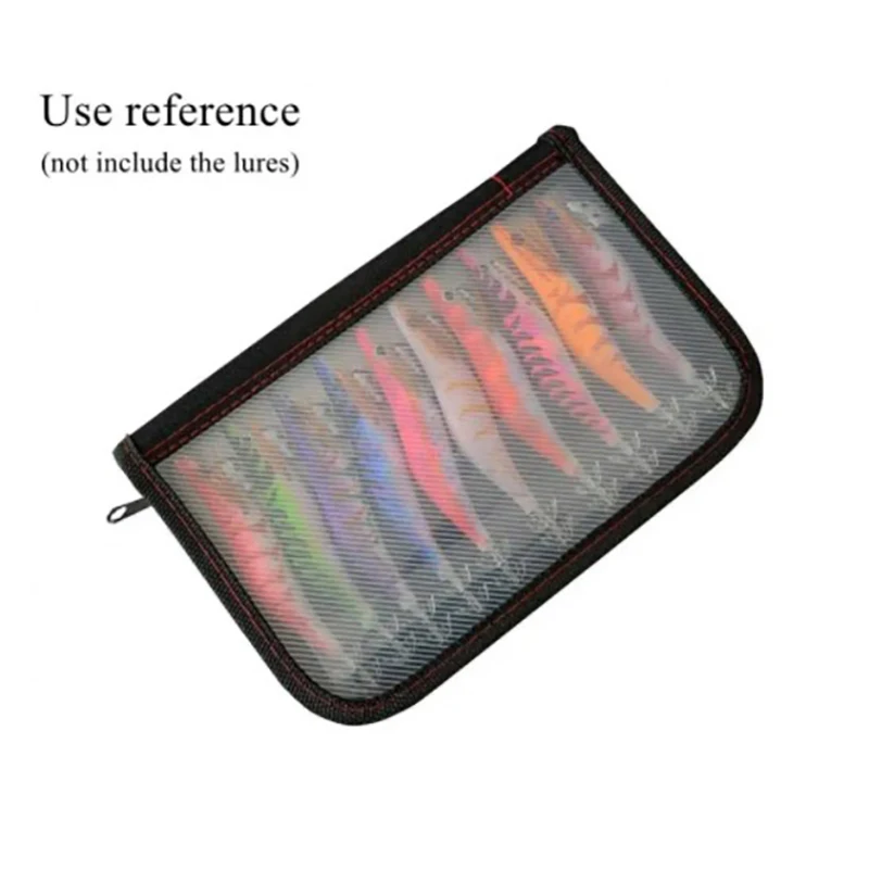 Plastic Transparent Visual Squid Jig Lure Hooks Storage Case With Two Way Zipper Fishing Lures Bag For Storing Squid Hooks Lure